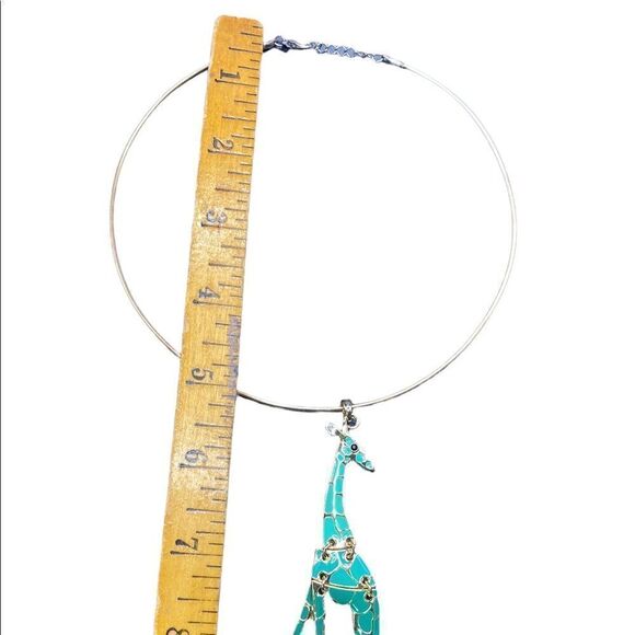 Giraffe Pendant NecklaceTurquoise Blue Gold Tone Womens Fashion Jewelry - Picture 3 of 6